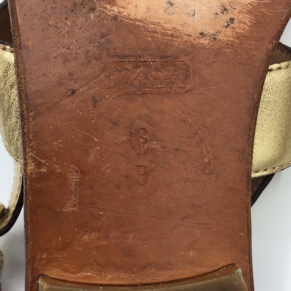 Coach Gold Sari Metallic Flowers Leather Sandals Size 8 - Picture 12 of 14